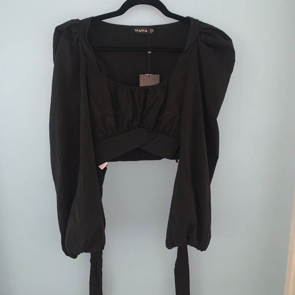 NaaNaa Black Wrap Top